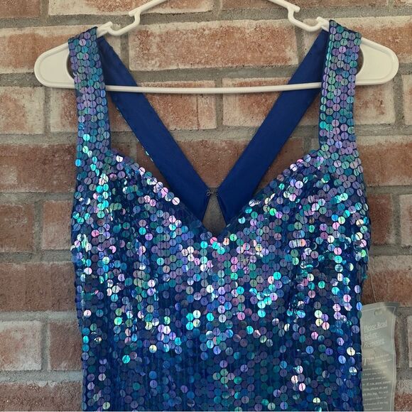 NWT Vintage 90s Niteline Della Roufogali Sequin Party Dress Blue Women’s 8 Eras - Picture 2 of 7